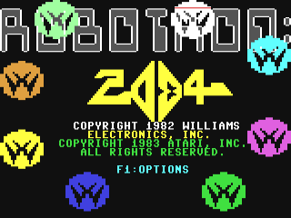 Robotron 2084 title screen for Commodore 64